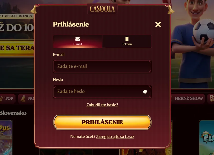 Casoola Casino prihlásenie