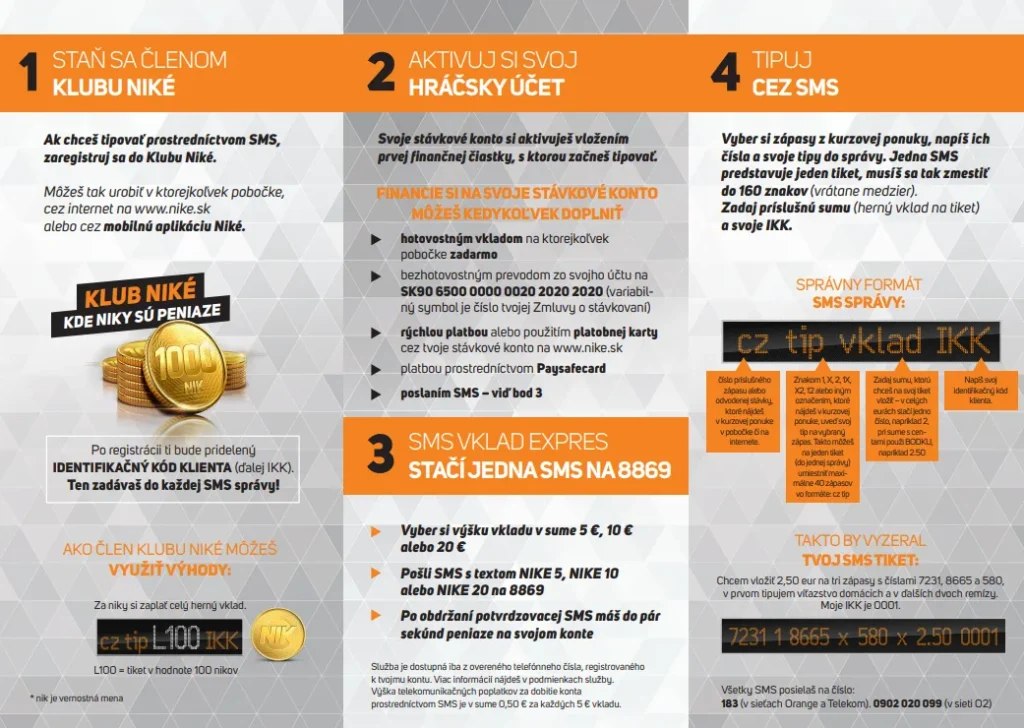 Niké SMS vklad a tipovanie 1