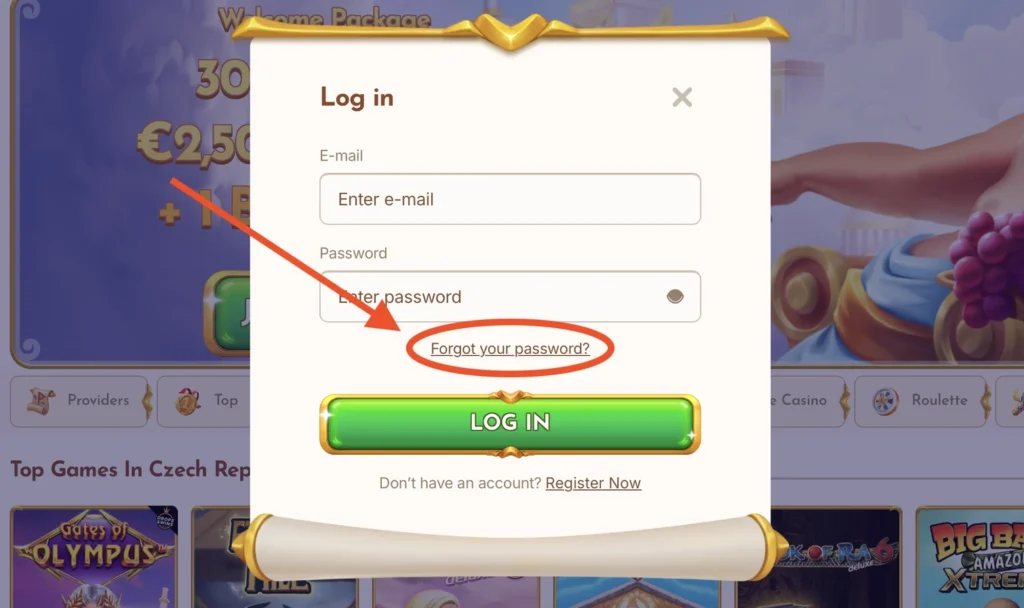 obnova zabudnutého hesla v BetHall