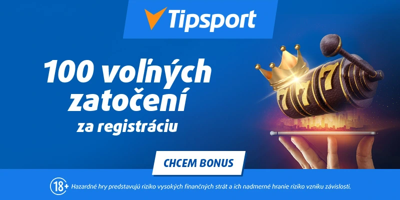 Tipsport – 20 € bez vkladu + 100 free spinov za registráciu