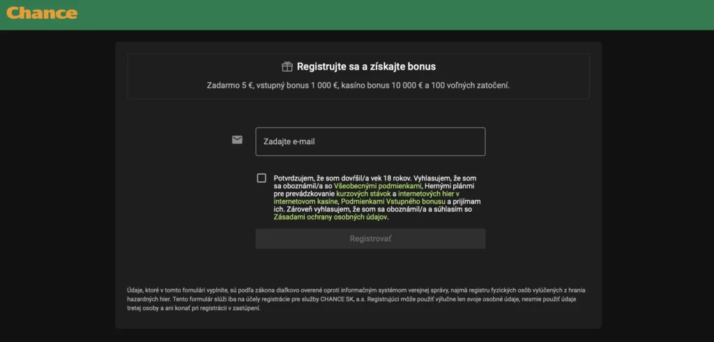 chance casino sk registrácia
