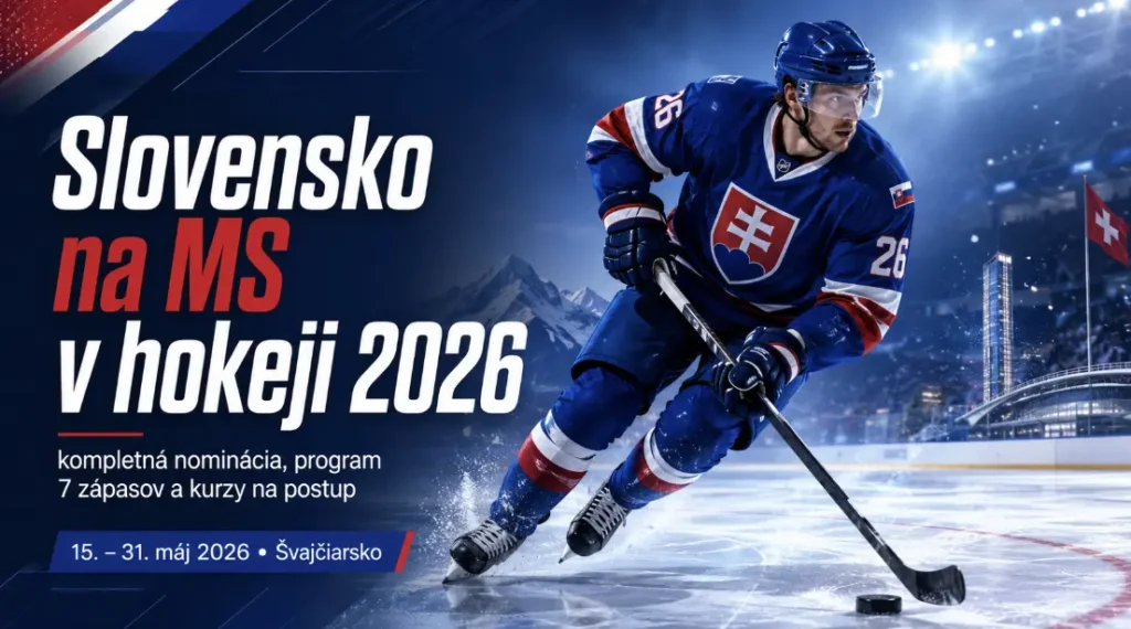 Slovensko na MS v hokeji 2026 — kompletná nominácia, program 7 zápasov a kurzy na postup