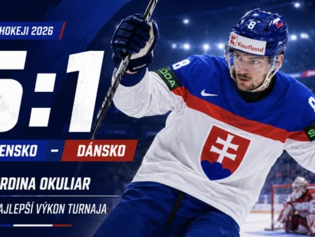 Slovensko – Dánsko 5:1 na MS v hokeji 2026: hrdina Okuliar a najlepší výkon turnaja