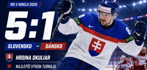 Slovensko – Dánsko 5:1 na MS v hokeji 2026: hrdina Okuliar a najlepší výkon turnaja