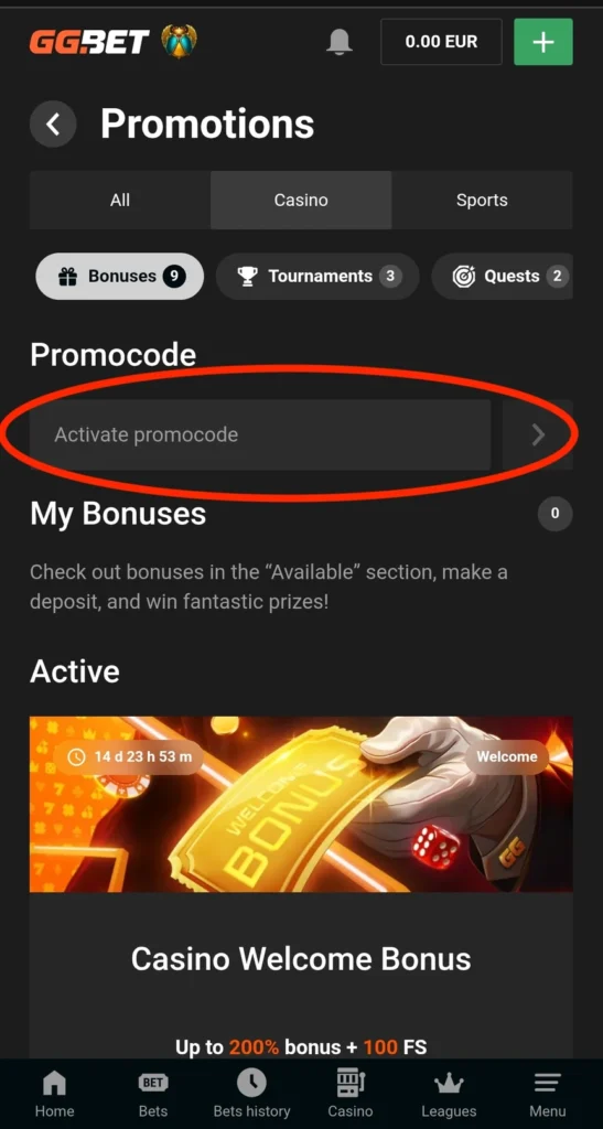 Ako aktivovať promo kód GGBet