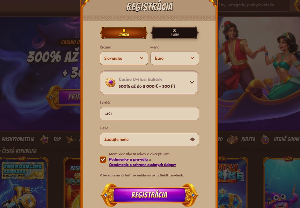 registrácia alawin casino slovensko