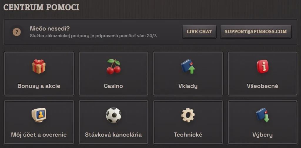 spinboss casino kontakt zákazníckej podpory