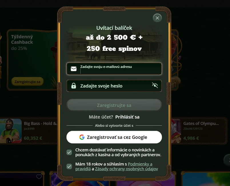 cowboyspin casino registrácia