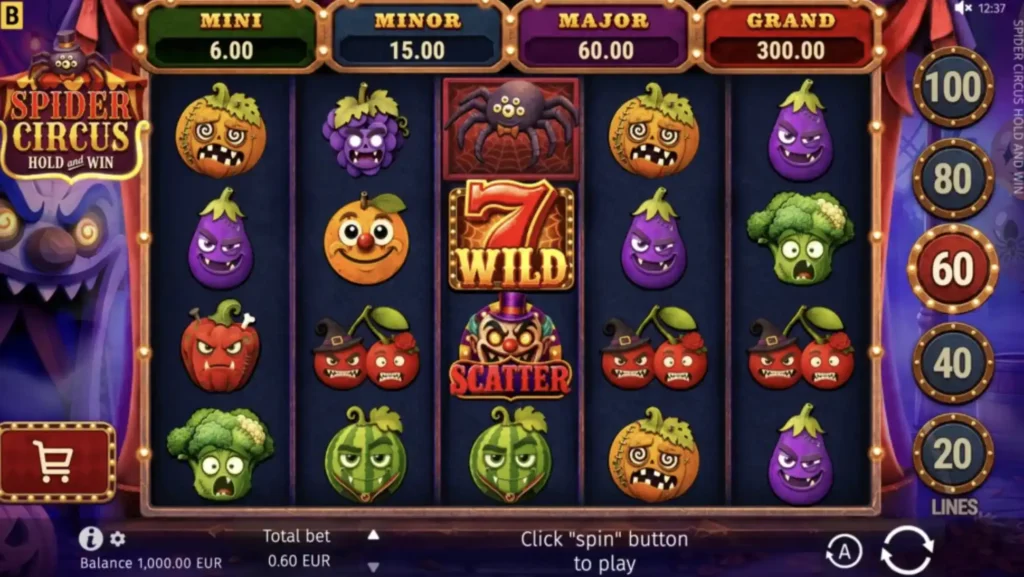 spider circus hold and win casino automat